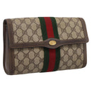 GUCCI GG Supreme Web Sherry Line Clutch Bag PVC Beige Gold 89 01 006 Auth 205159-1