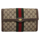 GUCCI GG Supreme Web Sherry Line Clutch Bag PVC Beige Gold 89 01 006 Auth 205159-2