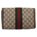 GUCCI GG Supreme Web Sherry Line Clutch Bag PVC Beige Gold 89 01 006 Auth 205159-3