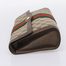 GUCCI GG Supreme Web Sherry Line Clutch Bag PVC Beige Gold 89 01 006 Auth 205159-4