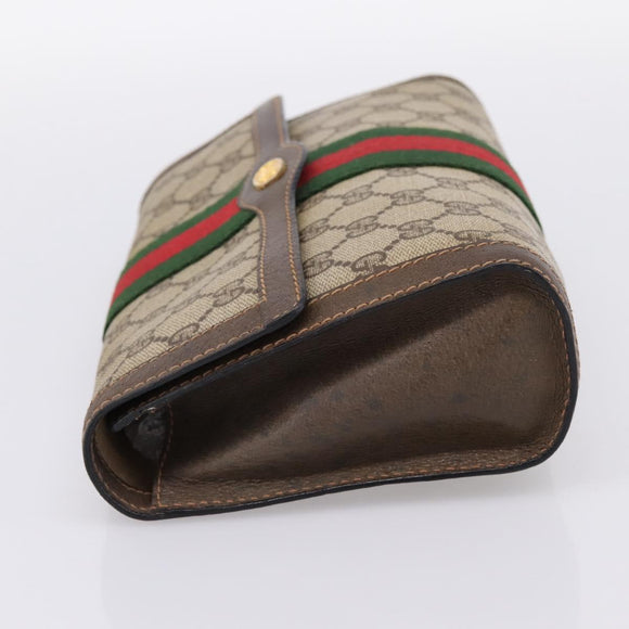 GUCCI GG Supreme Web Sherry Line Clutch Bag PVC Beige Gold 89 01 006 Auth 205159
