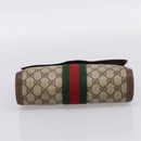 GUCCI GG Supreme Web Sherry Line Clutch Bag PVC Beige Gold 89 01 006 Auth 205159-7
