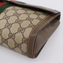 GUCCI GG Supreme Web Sherry Line Clutch Bag PVC Beige Gold 89 01 006 Auth 205159-8