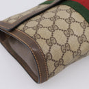 GUCCI GG Supreme Web Sherry Line Clutch Bag PVC Beige Gold 89 01 006 Auth 205159-9