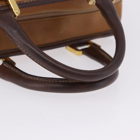 LOEWE Amazona 32 Hand Bag Leather Beige Gold Auth 205160