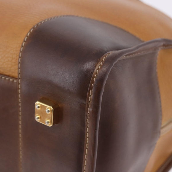 LOEWE Amazona 32 Hand Bag Leather Beige Gold Auth 205160