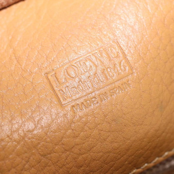 LOEWE Amazona 32 Hand Bag Leather Beige Gold Auth 205160