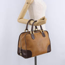 LOEWE Amazona 32 Hand Bag Leather Beige Gold Auth 205160-31