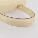 Salvatore Ferragamo Gancini Hand Bag Leather White Gold Auth 205161-15
