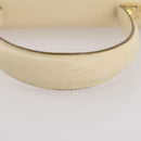 Salvatore Ferragamo Gancini Hand Bag Leather White Gold Auth 205161-9