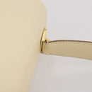 Salvatore Ferragamo Gancini Hand Bag Leather White Gold Auth 205161-17