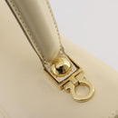 Salvatore Ferragamo Gancini Hand Bag Leather White Gold Auth 205161-10