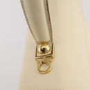 Salvatore Ferragamo Gancini Hand Bag Leather White Gold Auth 205161-19