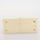 Salvatore Ferragamo Gancini Hand Bag Leather White Gold Auth 205161-8