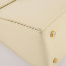 Salvatore Ferragamo Gancini Hand Bag Leather White Gold Auth 205161-21