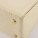 Salvatore Ferragamo Gancini Hand Bag Leather White Gold Auth 205161-24