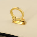 Salvatore Ferragamo Gancini Hand Bag Leather White Gold Auth 205161-29