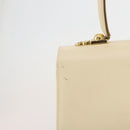 Salvatore Ferragamo Gancini Hand Bag Leather White Gold Auth 205161-2