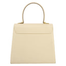Salvatore Ferragamo Gancini Hand Bag Leather White Gold Auth 205161-3