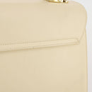 Salvatore Ferragamo Gancini Hand Bag Leather White Gold Auth 205161-4