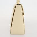 Salvatore Ferragamo Gancini Hand Bag Leather White Gold Auth 205161-6