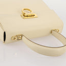 Salvatore Ferragamo Gancini Hand Bag Leather White Gold Auth 205161-14