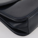 GUCCI Shoulder Bag Leather Navy Gold Auth 205163-16