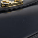 GUCCI Shoulder Bag Leather Navy Gold Auth 205163-9