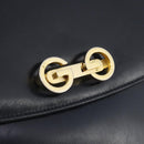 GUCCI Shoulder Bag Leather Navy Gold Auth 205163-20