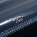 GUCCI Shoulder Bag Leather Navy Gold Auth 205163-24