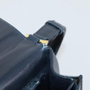 GUCCI Shoulder Bag Leather Navy Gold Auth 205163-10