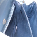 GUCCI Shoulder Bag Leather Navy Gold Auth 205163-29