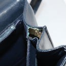 GUCCI Shoulder Bag Leather Navy Gold Auth 205163-11
