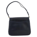 GUCCI Shoulder Bag Leather Navy Gold Auth 205163-2