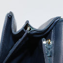 GUCCI Shoulder Bag Leather Navy Gold Auth 205163-31