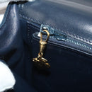 GUCCI Shoulder Bag Leather Navy Gold Auth 205163-32