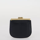 GUCCI Shoulder Bag Leather Navy Gold Auth 205163-34