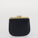 GUCCI Shoulder Bag Leather Navy Gold Auth 205163-35