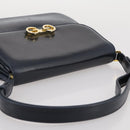 GUCCI Shoulder Bag Leather Navy Gold Auth 205163-14