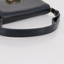 GUCCI Shoulder Bag Leather Navy Gold Auth 205163-6