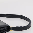 GUCCI Shoulder Bag Leather Navy Gold Auth 205163-15