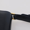 GUCCI Shoulder Bag Leather Navy Gold Auth 205163-7