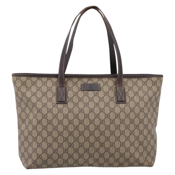 GUCCI GG Supreme Tote Bag PVC Beige 211137 Auth 205165