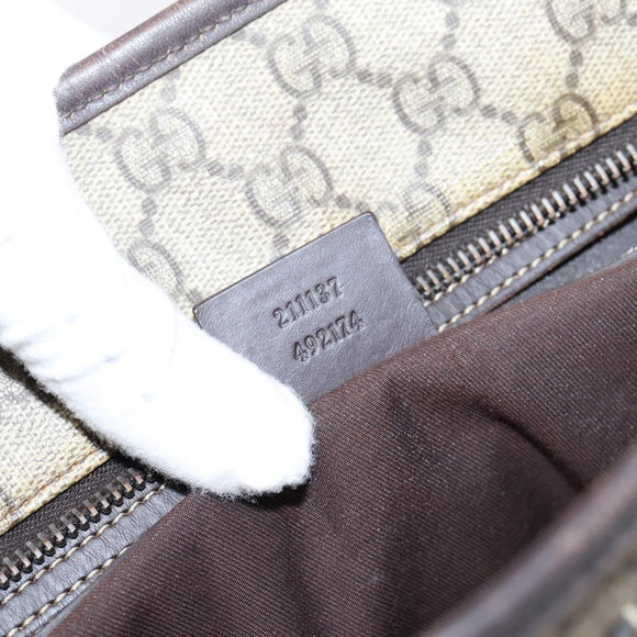 GUCCI GG Supreme Tote Bag PVC Beige 211137 Auth 205165