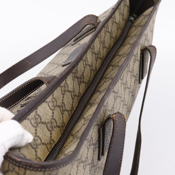 GUCCI GG Supreme Tote Bag PVC Beige 211137 Auth 205165
