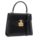 GUCCI Hand Bag Leather 2way Black Gold 000 23 0258 Auth 205166-1