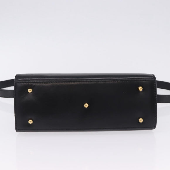 GUCCI Hand Bag Leather 2way Black Gold 000 23 0258 Auth 205166