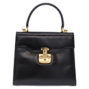 GUCCI Hand Bag Leather 2way Black Gold 000 23 0258 Auth 205166-2