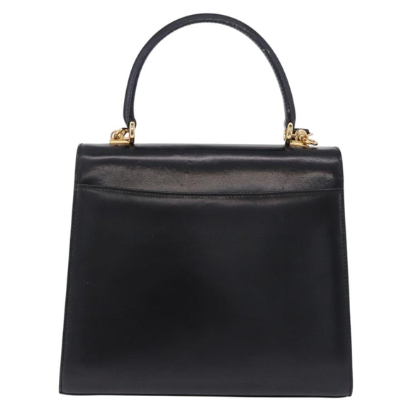 GUCCI Hand Bag Leather 2way Black Gold 000 23 0258 Auth 205166