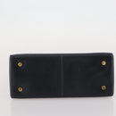 Salvatore Ferragamo Gancini Hand Bag Leather Navy Gold Auth 205167-8